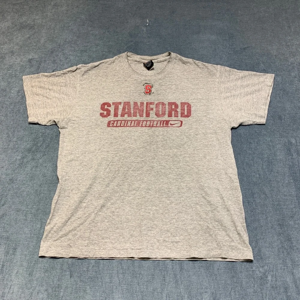 Nike Team Stanford Cardinal Football Shirt Mens Medium Heather Gray Swoosh Logo